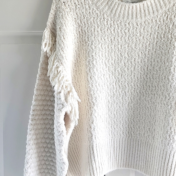 Treasure & Bond Mixed Stitch Fringe Chunky Sweater 1X Ivory Dove New - Picture 7 of 15